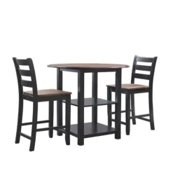 Black Wood Farmhouse 3-Pc. Stool And Table Set-Kirkland's Home Shop