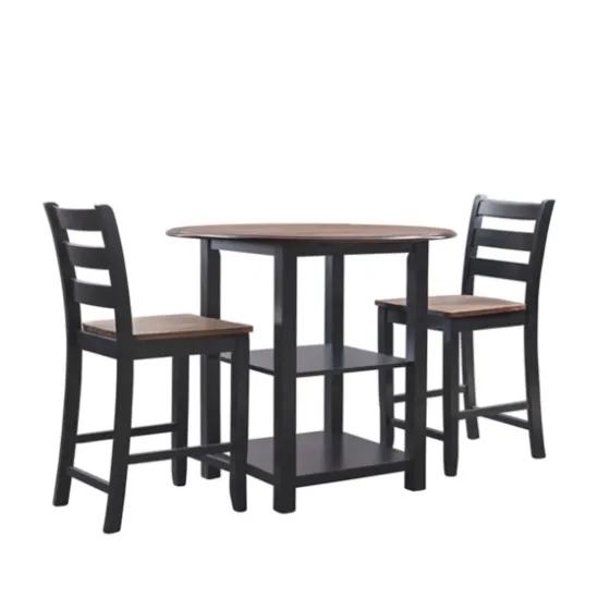 Black Wood Farmhouse 3-Pc. Stool And Table Set-Kirkland's Home Shop