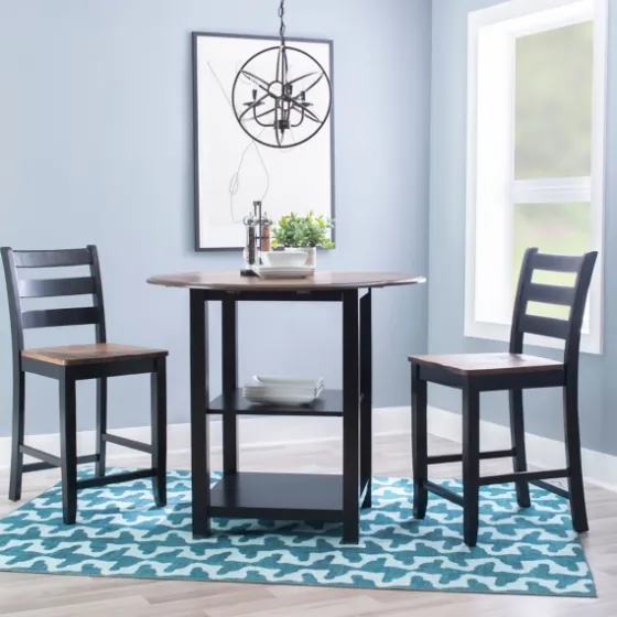 Black Wood Farmhouse 3-Pc. Stool And Table Set-Kirkland's Home Shop