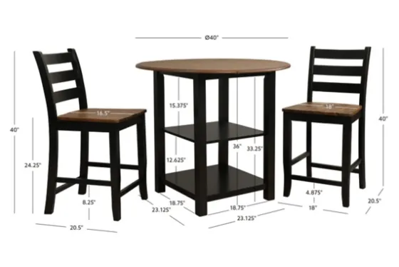 Black Wood Farmhouse 3-Pc. Stool And Table Set-Kirkland's Home Shop