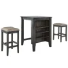 Black Wood Linen 3-Pc. Usb Island And Stool Set-Kirkland's Home Outlet