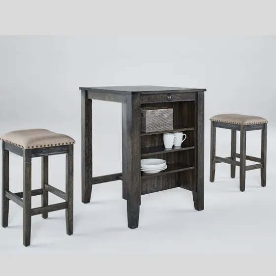 Black Wood Linen 3-Pc. Usb Island And Stool Set-Kirkland's Home Outlet
