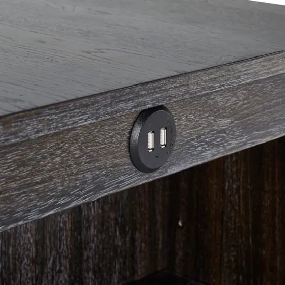 Black Wood Linen 3-Pc. Usb Island And Stool Set-Kirkland's Home Outlet