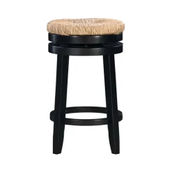 Black Wood Seagrass Seat Swivel Counter Stool-Kirkland's Home Fashion