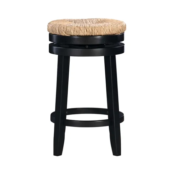 Black Wood Seagrass Seat Swivel Counter Stool-Kirkland's Home Fashion