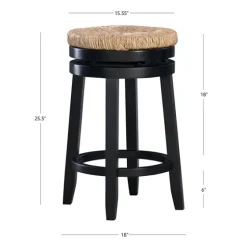 Black Wood Seagrass Seat Swivel Counter Stool-Kirkland's Home Fashion