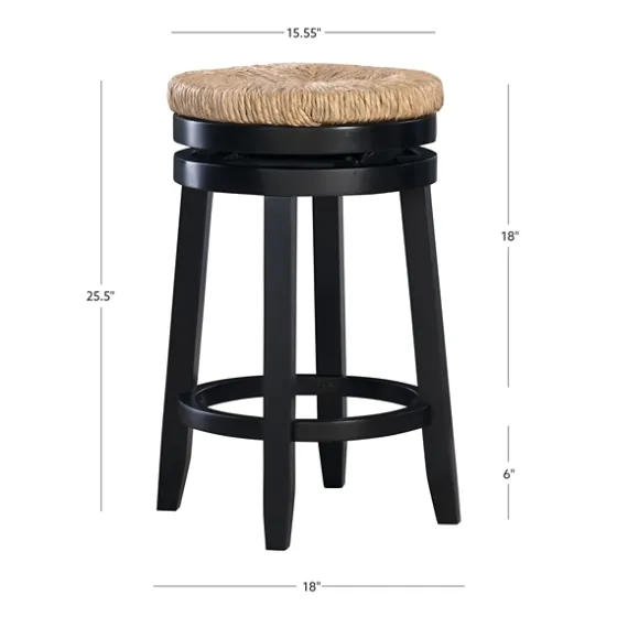 Black Wood Seagrass Seat Swivel Counter Stool-Kirkland's Home Fashion