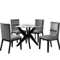 Black Wood Table And Gray Chair 5-Pc. Dining Set-Kirkland's Home Store