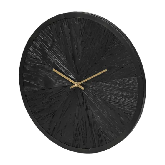 Black Wood Texture Wall Clock With Gold Hands-Kirkland's Home Flash Sale
