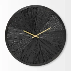 Black Wood Texture Wall Clock With Gold Hands-Kirkland's Home Flash Sale