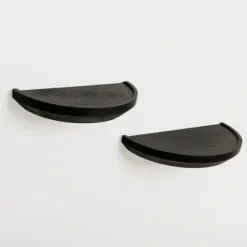 Black Wooden Half-Moon Wall Shelves, Set Of 2-Kirkland's Home Cheap