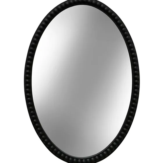 Black Wooden Oval Beaded Mirror-Kirkland's Home Shop