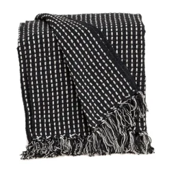Black Woven Pattern Wool Tassel Throw-Kirkland's Home Sale