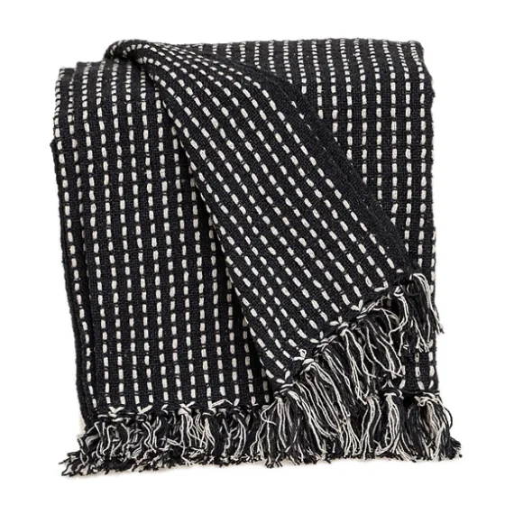 Black Woven Pattern Wool Tassel Throw-Kirkland's Home Sale