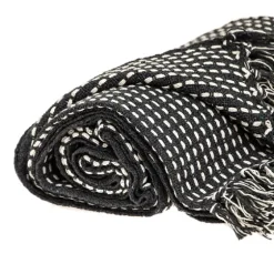 Black Woven Pattern Wool Tassel Throw-Kirkland's Home Sale