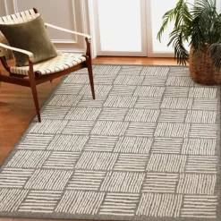 Blake Gray Cube Indoor/Outdoor Area Rug, 7X9-Kirkland's Home Shop