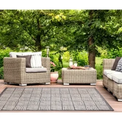 Blake Gray Cube Indoor/Outdoor Area Rug, 7X9-Kirkland's Home Shop