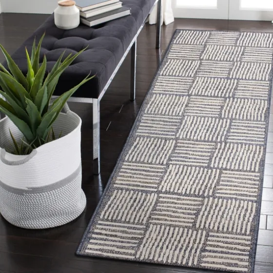 Blake Gray Cube Indoor/Outdoor Runner, 1X7-Kirkland's Home Sale
