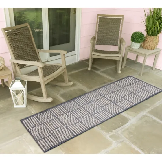 Blake Gray Cube Indoor/Outdoor Runner, 1X7-Kirkland's Home Sale