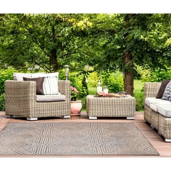 Blake Gray Zigzag Indoor/Outdoor Area Rug, 5X7-Kirkland's Home Discount