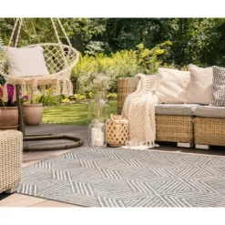 Blake Gray Zigzag Indoor/Outdoor Area Rug, 5X7-Kirkland's Home Discount