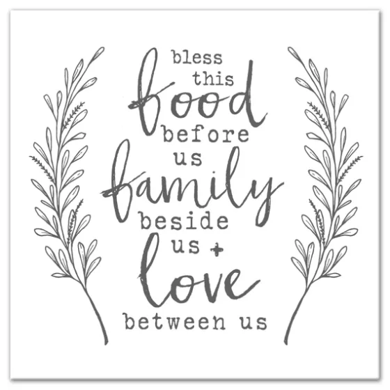 Bless This Food White And Gray Canvas Art Print-Kirkland's Home Cheap