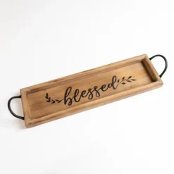 Blessed Natural Wood Tray With Handles-Kirkland's Home Online