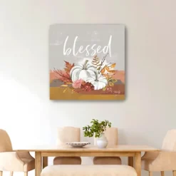 Blessed Pumpkins And Flowers Giclee Canvas Print-Kirkland's Home Shop