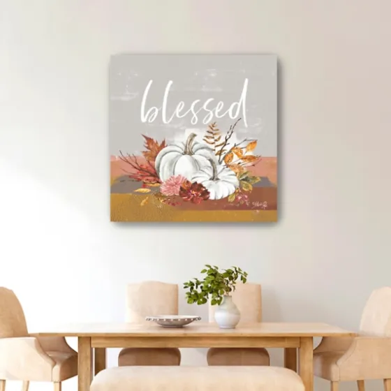 Blessed Pumpkins And Flowers Giclee Canvas Print-Kirkland's Home Shop