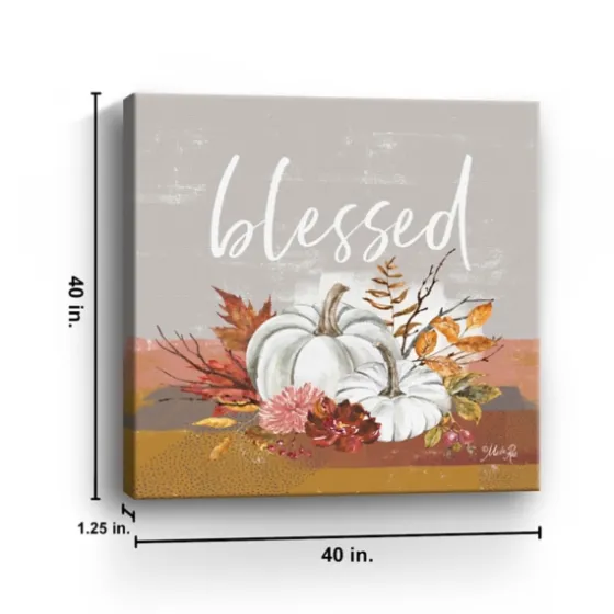 Blessed Pumpkins And Flowers Giclee Canvas Print-Kirkland's Home Shop