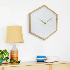 Blond Wood Frame Hexagon Wall Clock-Kirkland's Home Discount