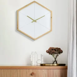 Blond Wood Frame Hexagon Wall Clock-Kirkland's Home Discount