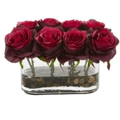 Blooming Roses Arrangement In Glass Vase-Kirkland's Home Clearance