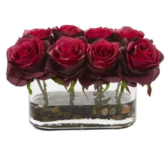 Blooming Roses Arrangement In Glass Vase-Kirkland's Home Clearance