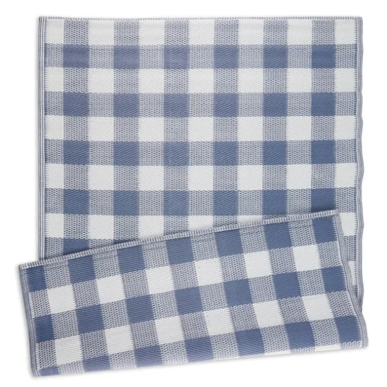 Blue & White Buffalo Check Outdoor Area Rug, 4X6-Kirkland's Home Online