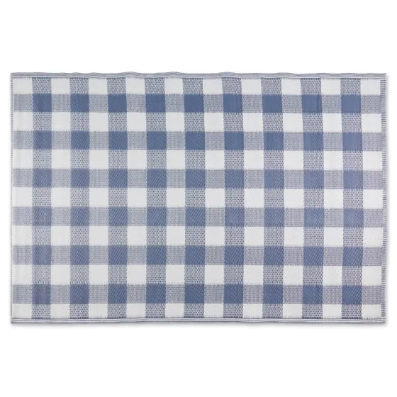 Blue & White Buffalo Check Outdoor Area Rug, 4X6-Kirkland's Home Online