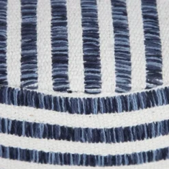 Blue & White Stripe Organic Cotton Pouf-Kirkland's Home Clearance