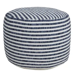 Blue & White Stripe Organic Cotton Pouf-Kirkland's Home Clearance