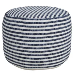 Blue & White Stripe Organic Cotton Pouf-Kirkland's Home Clearance