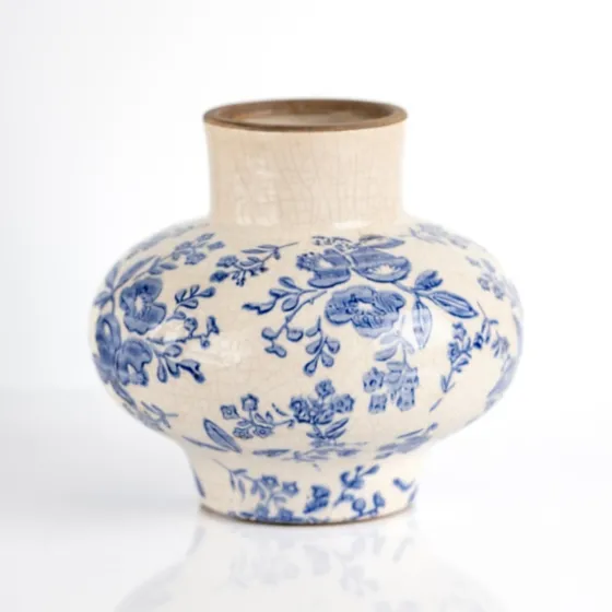 Blue And Cream Vintage Floral Genie Vase-Kirkland's Home Shop