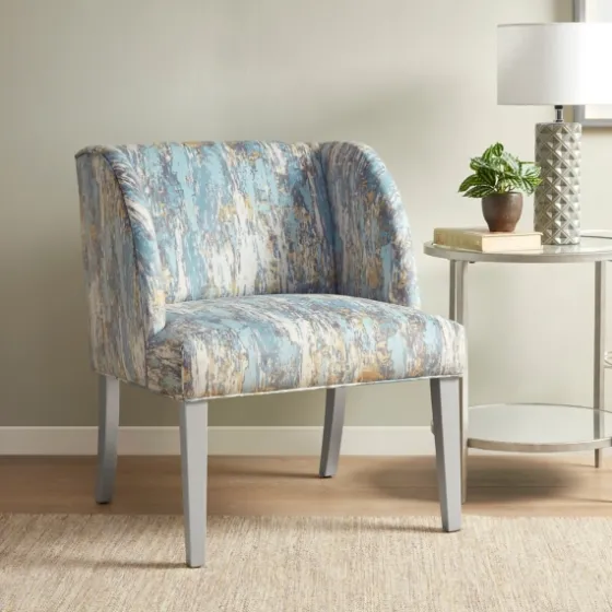 Blue And Gray Abstract Wingback Accent Chair-Kirkland's Home Hot