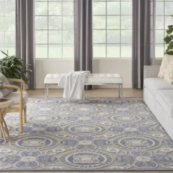 Blue And Gray Medallion Outdoor Area Rug, 6X9-Kirkland's Home Flash Sale