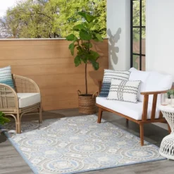 Blue And Gray Medallion Outdoor Area Rug, 6X9-Kirkland's Home Flash Sale