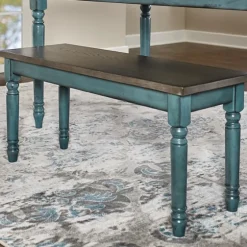 Blue And Gray Traditional Wood Bench-Kirkland's Home Hot