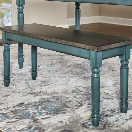 Blue And Gray Traditional Wood Bench-Kirkland's Home Hot