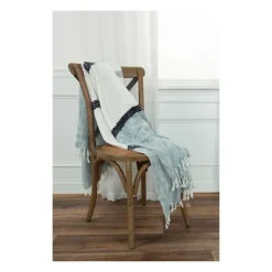 Blue And Ivory Colorblock Throw-Kirkland's Home Online
