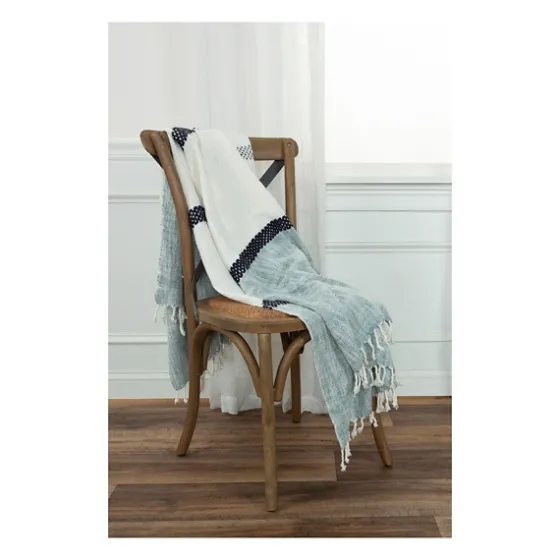 Blue And Ivory Colorblock Throw-Kirkland's Home Online