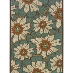 Blue And Ivory Flowers Outdoor Area Rug, 3X5-Kirkland's Home Best Sale
