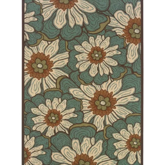 Blue And Ivory Flowers Outdoor Area Rug, 3X5-Kirkland's Home Best Sale