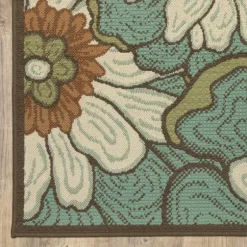 Blue And Ivory Flowers Outdoor Area Rug, 3X5-Kirkland's Home Best Sale